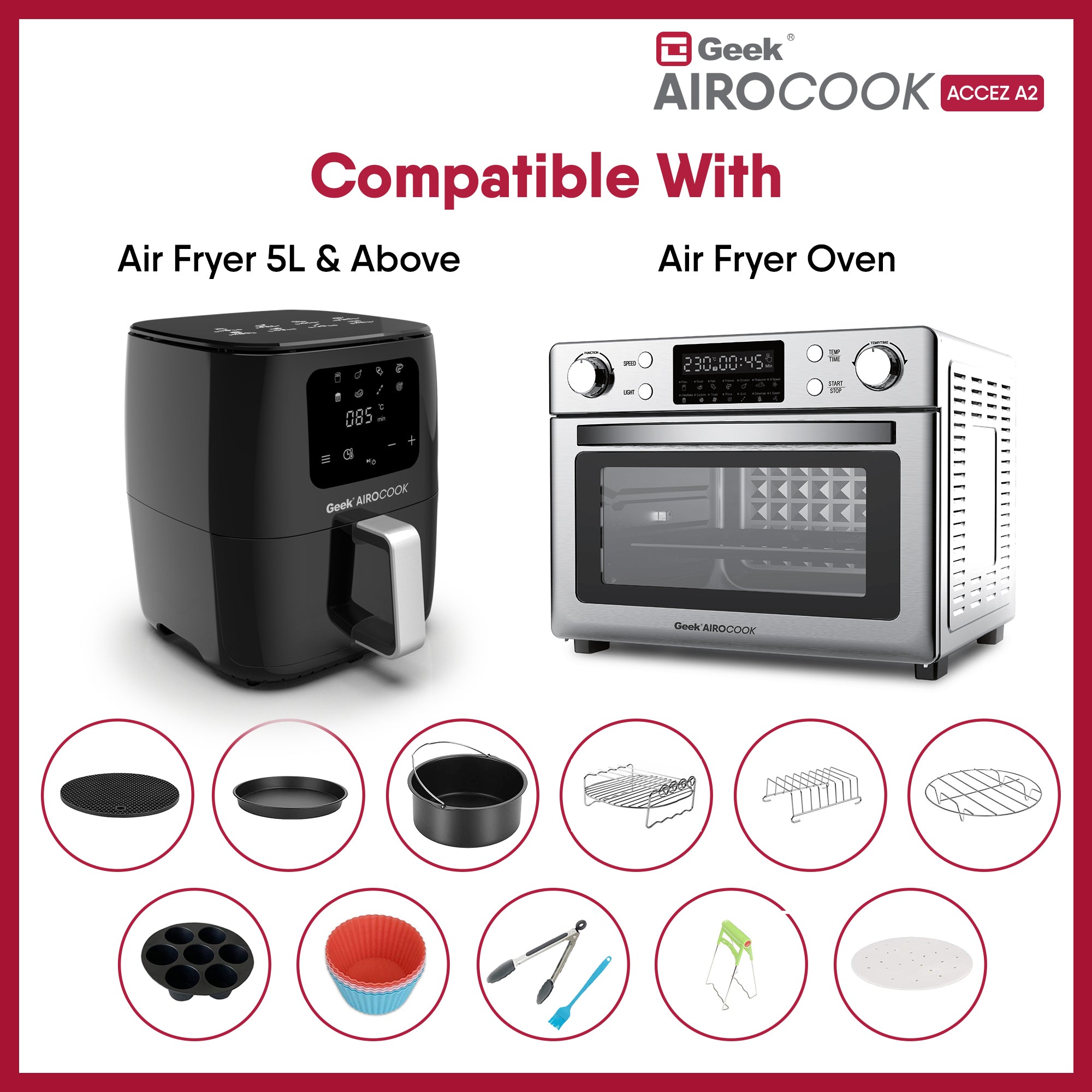 Airocook Accez A2 Air Fryer/Air Fryer Oven Accessories Kit