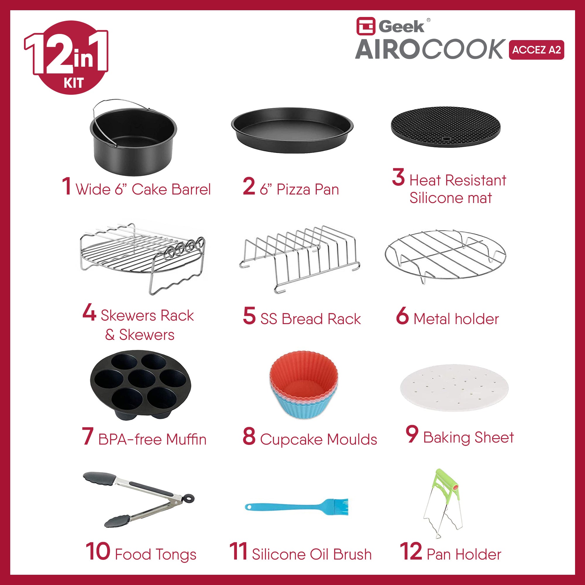 Airocook Accez A2 Air Fryer/Air Fryer Oven Accessories Kit
